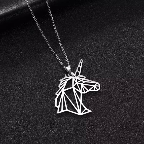 Unisex Stainless Steel Unicorn Pendant Necklace - Picture 3 of 5